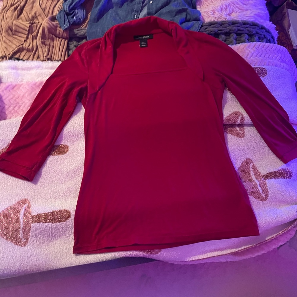 White House Black Market Red Blouse